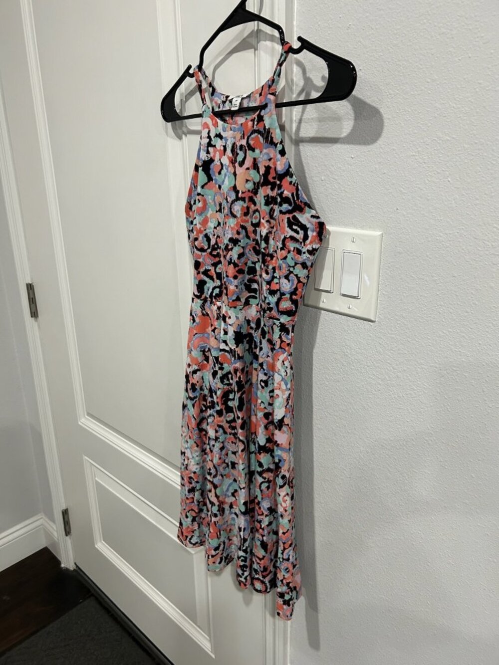 Bar III Floral Sleeveless Fit & Flare Dress Multicolor Sz XS Halter Neck Swing - Picture 4 of 11